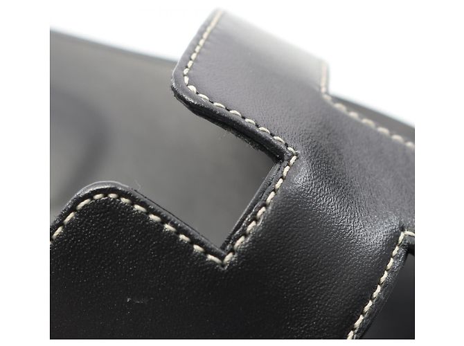 Hermès Oran Box Calf Mule Schwarz - Ansicht 7