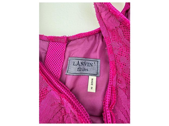 Fuchsia Spitzenkleid von Lanvin – Neu mit Etiketten Pink - Ansicht 8