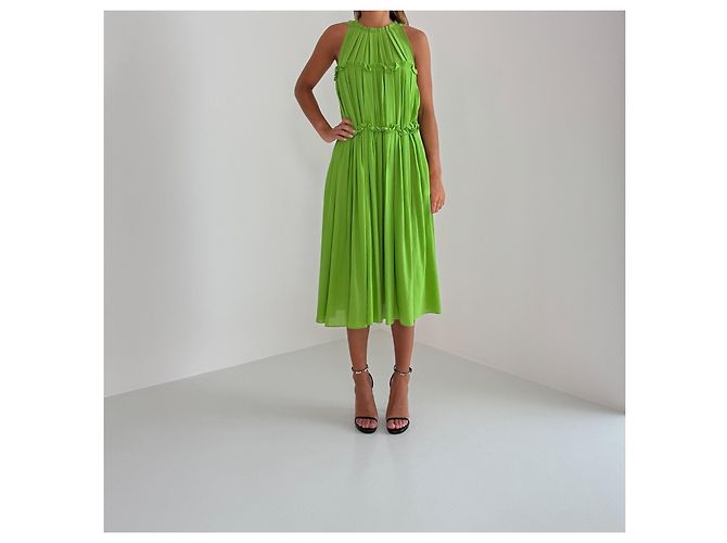 Grünes plissiertes Kleid von Bottega Veneta - Ansicht 2