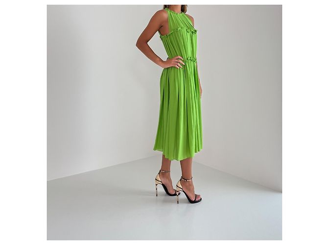 Grünes plissiertes Kleid von Bottega Veneta - Ansicht 3