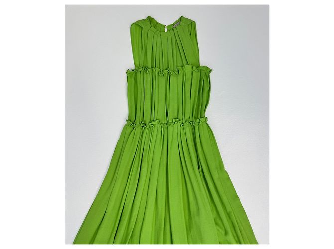 Grünes plissiertes Kleid von Bottega Veneta - Ansicht 8