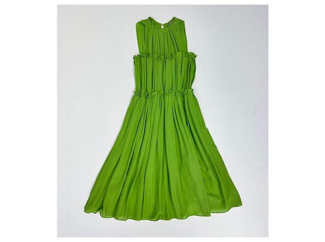 Grünes plissiertes Kleid von Bottega Veneta - Ansicht 9