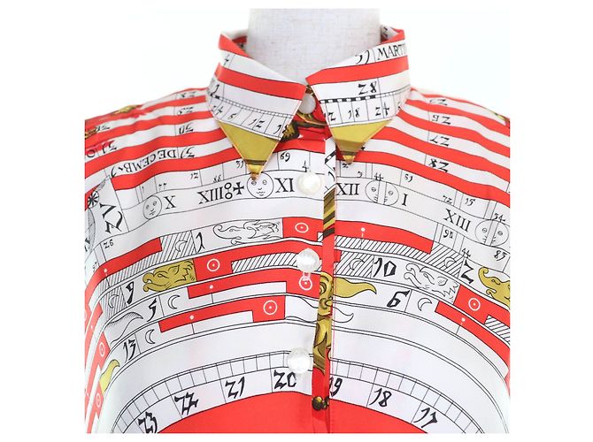 Hermès Polo de lã e seda tricotado Hermes Astrology Twill Branco - vista 4