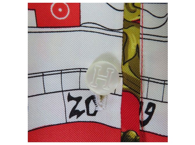 Hermès Polo de lã e seda tricotado Hermes Astrology Twill Branco - vista 5