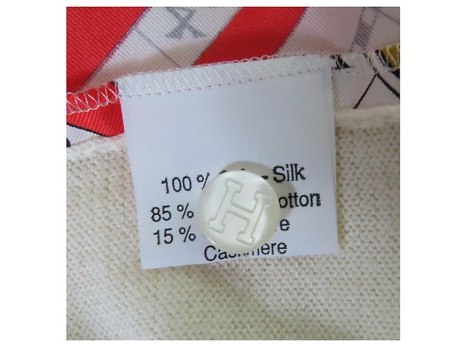 Hermès Polo de lã e seda tricotado Hermes Astrology Twill Branco - vista 7