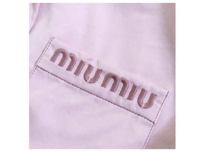 Miu Miu Camisa de algodón con bordado del logo MIUMIU Gris - vista 6