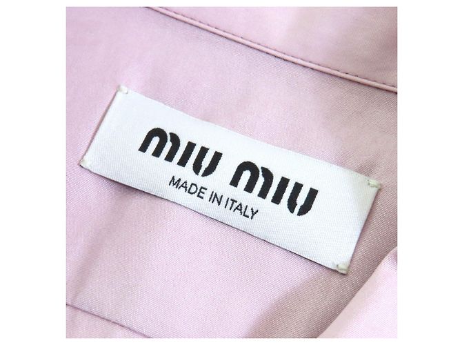 Miu Miu Camisa de algodón con bordado del logo MIUMIU Gris - vista 7
