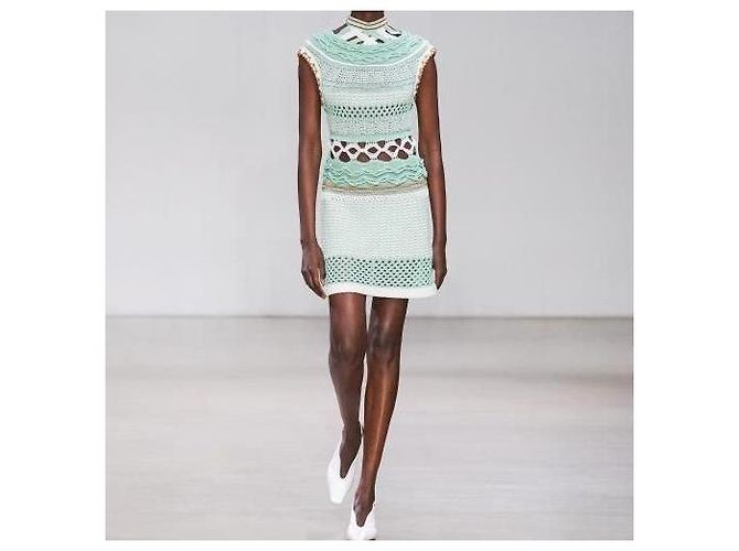 Autre Marque Vestido de punto con patrón de cesta de bambú Mame Kurogouchi Verde - vista 3