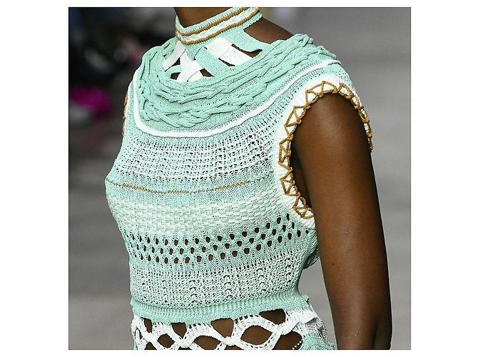 Autre Marque Vestido de punto con patrón de cesta de bambú Mame Kurogouchi Verde - vista 4