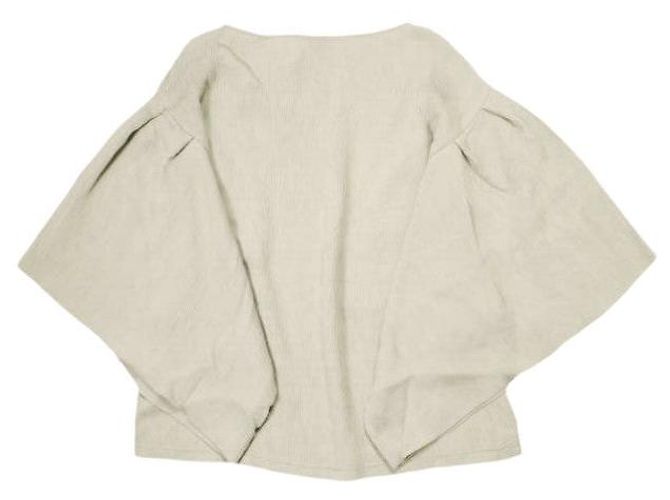 Autre Marque TOP CORTO A MANICHE QUADRATE CLANE in misto rayon Beige - vista 2