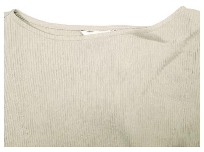 Autre Marque TOP CORTO A MANICHE QUADRATE CLANE in misto rayon Beige - vista 5