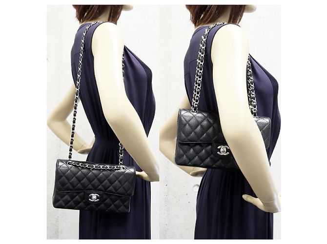 Borsa 2 in 1 classica in vitello grana Chanel A01113 Nero - vista 2