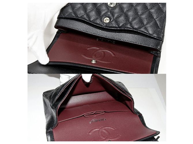 Borsa 2 in 1 classica in vitello grana Chanel A01113 Nero - vista 5