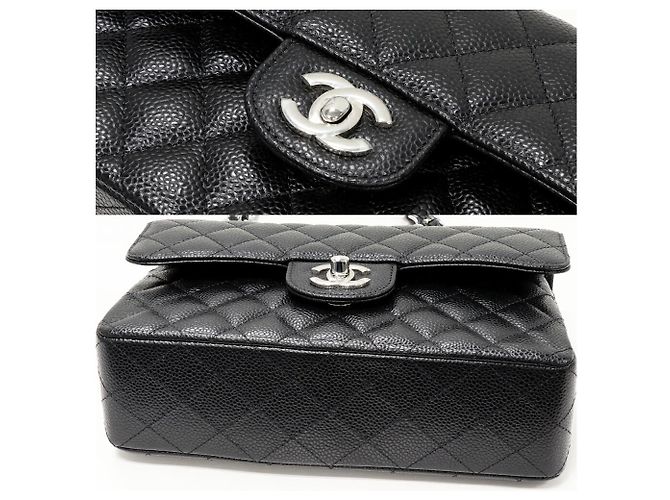 Borsa 2 in 1 classica in vitello grana Chanel A01113 Nero - vista 6