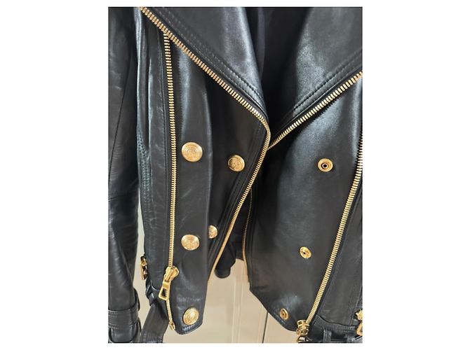 Balmain pour H&M Lederjacke Schwarz - Ansicht 4