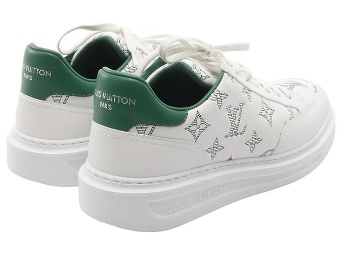 Monogram-Leder-Sneaker der Beverly Hills Linie von Louis Vuitton Weiß Grün - Ansicht 2