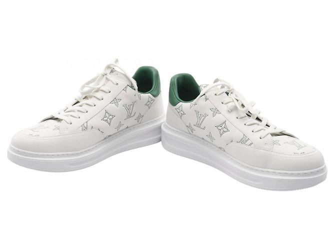 Monogram-Leder-Sneaker der Beverly Hills Linie von Louis Vuitton Weiß Grün - Ansicht 3