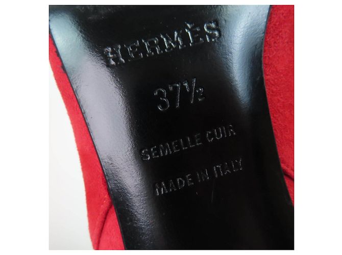 Botas curtas de couro camurça JOUEUSE da Hermès Vermelho - vista 10