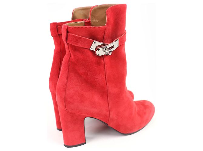 Botas curtas de couro camurça JOUEUSE da Hermès Vermelho - vista 3