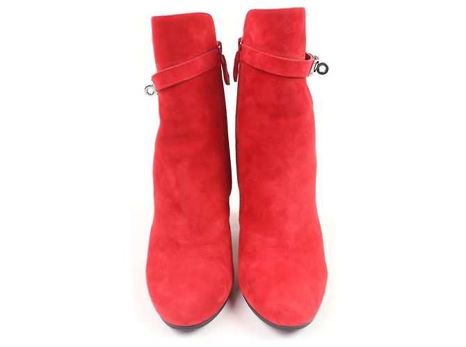 Botas curtas de couro camurça JOUEUSE da Hermès Vermelho - vista 4