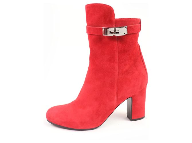Botas curtas de couro camurça JOUEUSE da Hermès Vermelho - vista 5