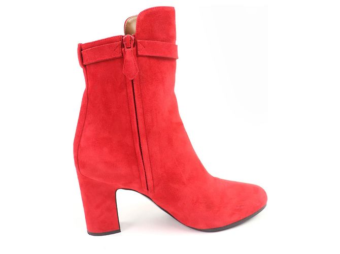 Botas curtas de couro camurça JOUEUSE da Hermès Vermelho - vista 6