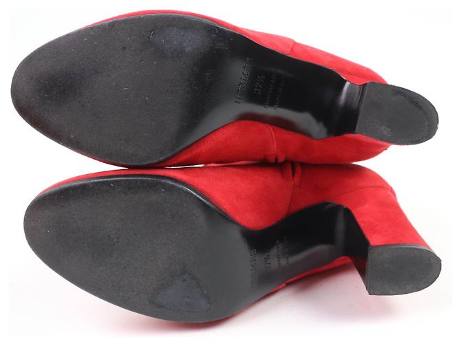 Botas curtas de couro camurça JOUEUSE da Hermès Vermelho - vista 7