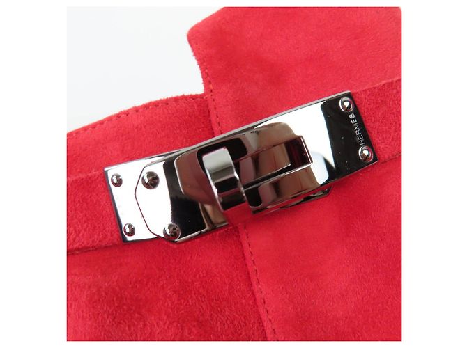 Botas curtas de couro camurça JOUEUSE da Hermès Vermelho - vista 9