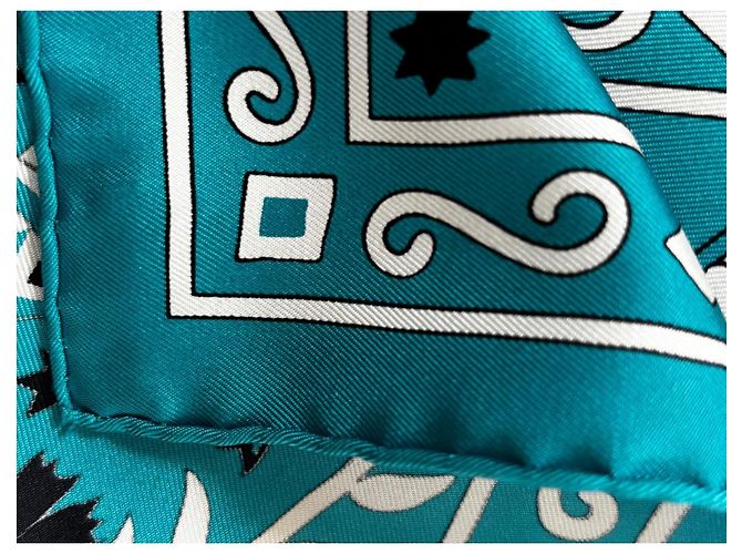 Foulard 130 in seta bandana Hermès Turchese - vista 10