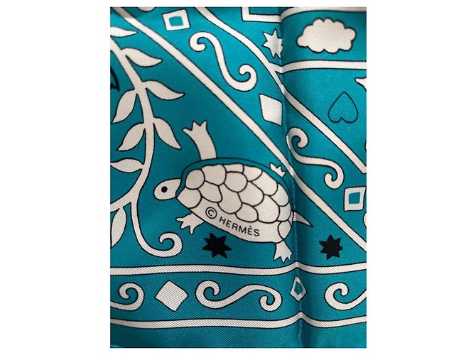 Foulard 130 in seta bandana Hermès Turchese - vista 11