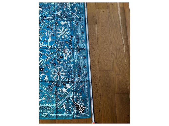 Foulard 130 in seta bandana Hermès Turchese - vista 2