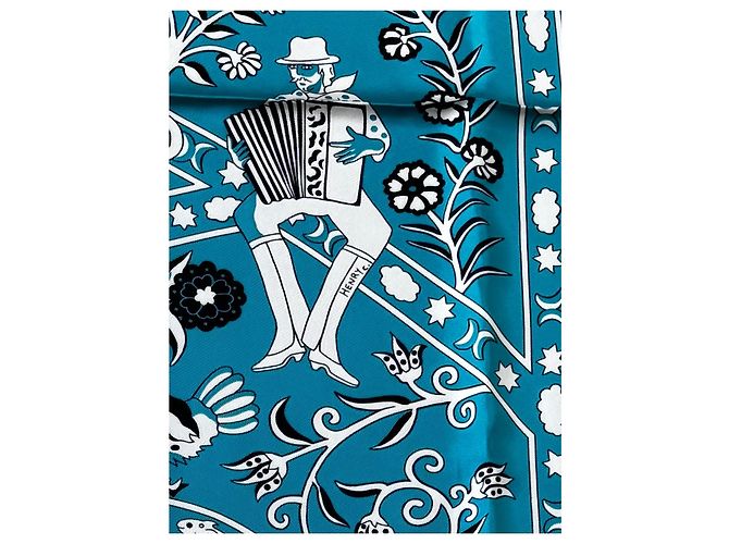 Foulard 130 in seta bandana Hermès Turchese - vista 5