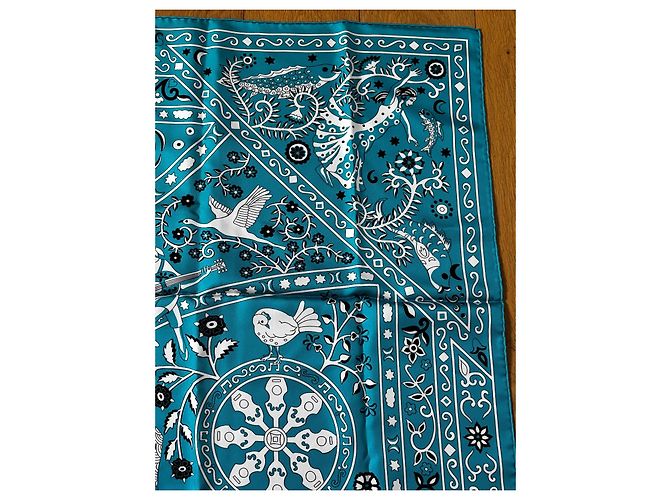 Foulard 130 in seta bandana Hermès Turchese - vista 6
