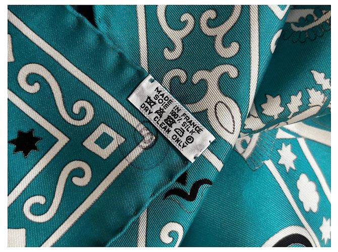 Foulard 130 in seta bandana Hermès Turchese - vista 9