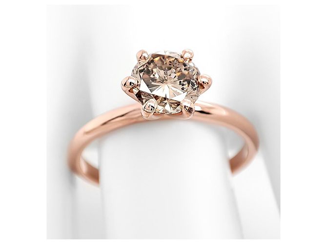 Autre Marque Anello solitario in oro rosa e diamante da 0,99 ct - vista 2
