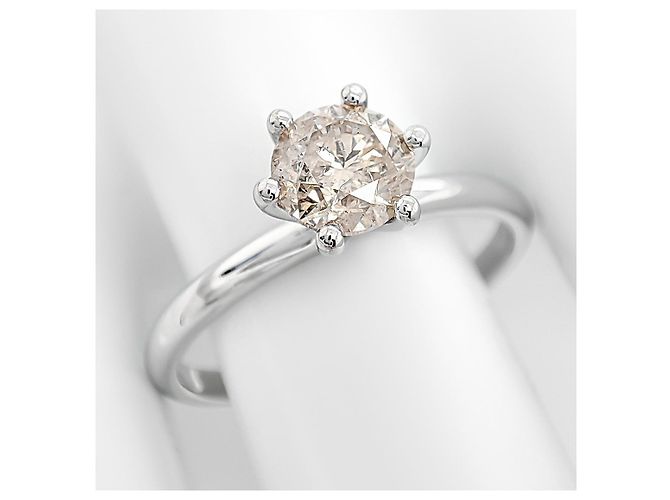 Autre Marque Anello solitario in oro bianco e diamante 0,93 ct - vista 3