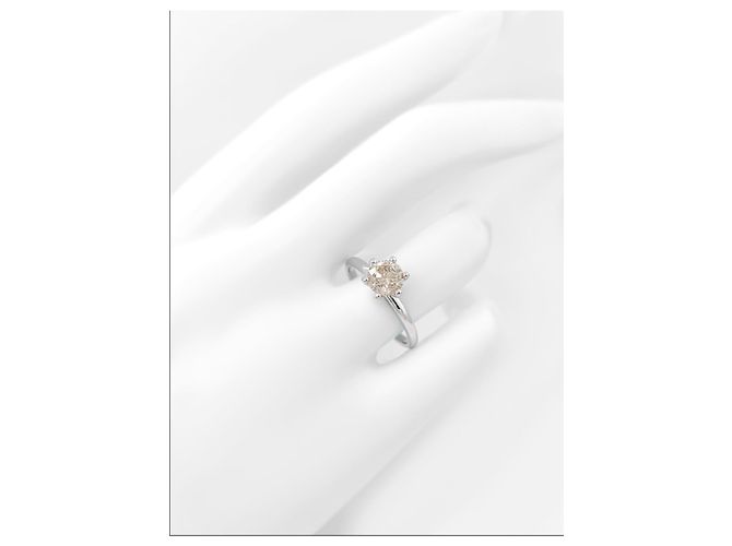Autre Marque Anello solitario in oro bianco e diamante 0,93 ct - vista 5