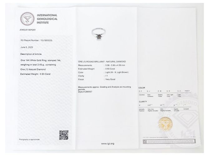 Autre Marque Anello solitario in oro bianco e diamante 0,93 ct - vista 7