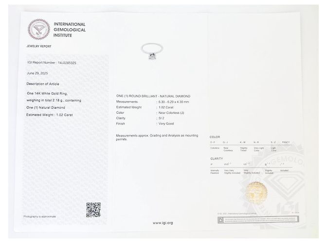 Autre Marque Anello solitario in oro bianco e diamante 1,02 ct - vista 7