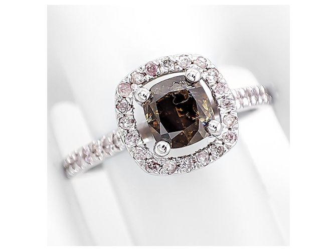Autre Marque Anello in oro bianco con diamanti da 1,34 ct Marrone Rosa - vista 2