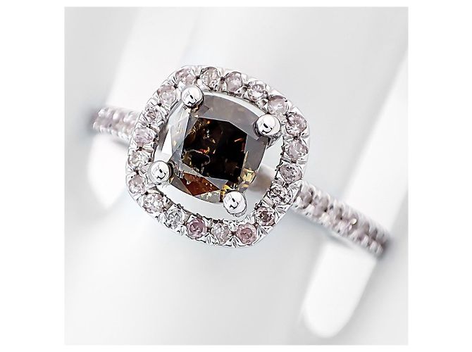 Autre Marque Anello in oro bianco con diamanti da 1,34 ct Marrone Rosa - vista 3