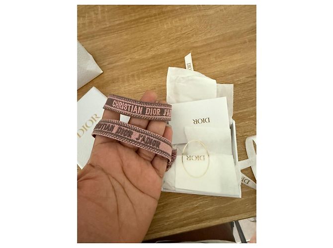 Set di due bracciali Christian Dior rosa in tessuto - vista 2
