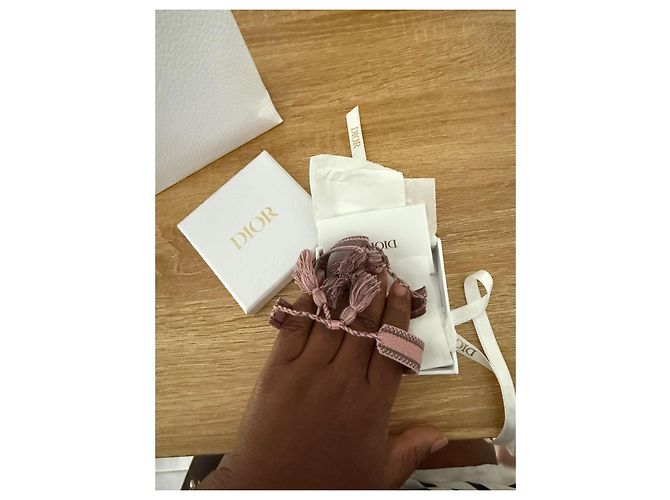 Set di due bracciali Christian Dior rosa in tessuto - vista 4