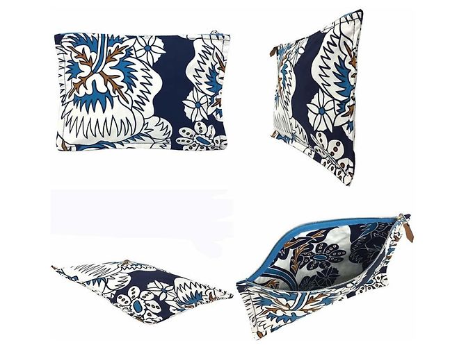 Pochette Piatta GM Truth Bora Hermès Bianco Blu navy - vista 2