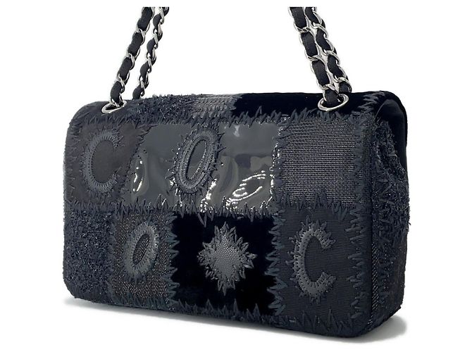 Borsa a spalla in tweed nero Chanel - vista 2