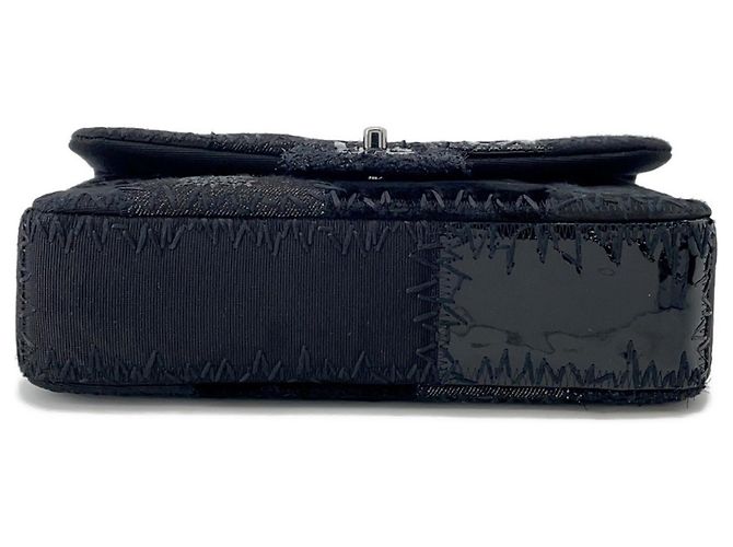 Borsa a spalla in tweed nero Chanel - vista 3