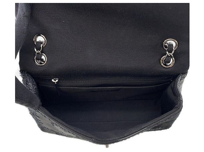 Borsa a spalla in tweed nero Chanel - vista 6