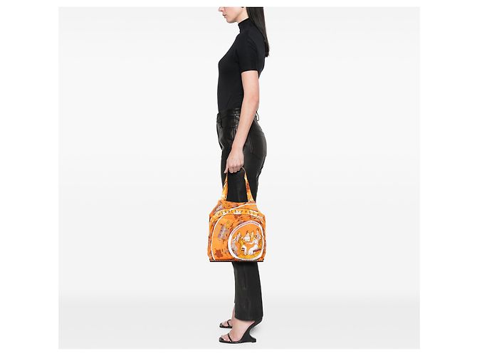 Tote Silky Pop Hermès Arancione Gioco degli Omnibus e Dames Bianche - vista 11