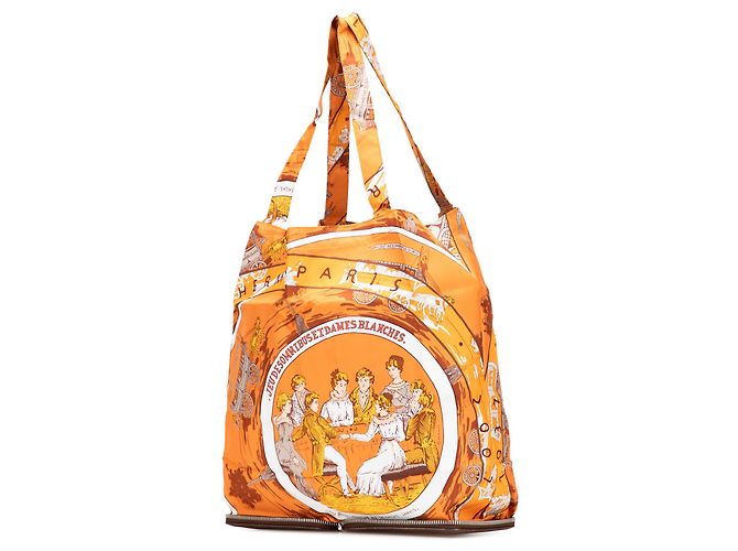 Tote Silky Pop Hermès Arancione Gioco degli Omnibus e Dames Bianche - vista 2