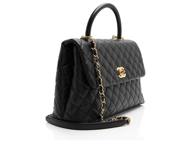 Gabrielle Chanel Caviar-Leder Coco Mittelgriff Umhängetasche Schwarz - Ansicht 2